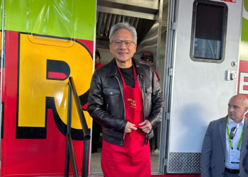 NVIDIA CEO Jensen Huang Seen Flipping Burgers at Denny’s Mobile Station Before the GTC 2025 Keynote